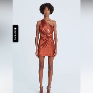 NWT Halston VAL SEQUIN ONE SHOULDER MINI 16